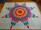 Bright Colorful Vintage Handmade Lone Star Quilt 70 X 82 Ff