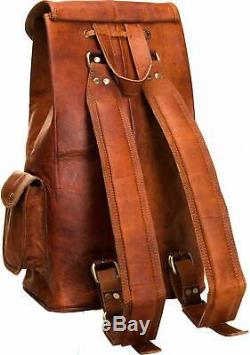 Bag Vintage Style Real Genuine Leather Bag Rucksack Backpack Dark Brown