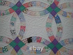 Beautiful Colors of Sea Glass Vintage Green & Purple Wedding Ring QUILT 88x76