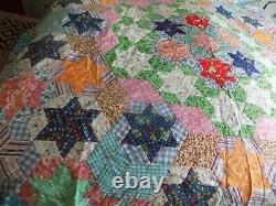 Beautiful Hand Stitched Patchwork Quilt 62'' X 90'' Vintage Shabby Chic Cottage