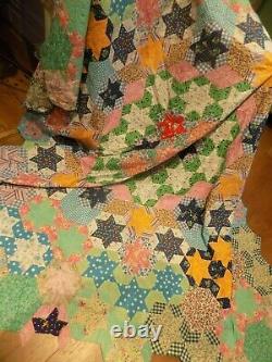 Beautiful Hand Stitched Patchwork Quilt 62'' X 90'' Vintage Shabby Chic Cottage