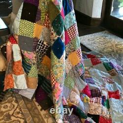 Beautiful Handmade Vintage Cutter Quilt 95 x 81 Heavy Colorful Well Made