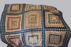 Beautiful Old Antique Multicolored Hand Stitched Great Traditional Pattern 60x70