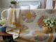 Beautiful Prints! Large Vintage Yellow + Feedsack Applique Dresden Plate Quilt