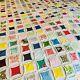 Beautiful Vintage 1940s 83x75 Multicolor Cathedral Window Quilt Handmade Euc