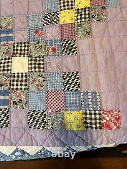 Beautiful Vintage 68 X 80 Double Bed Size Patchwork Quilt