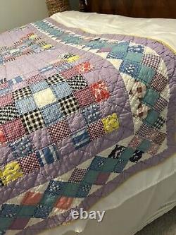 Beautiful Vintage 68 X 80 Double Bed Size Patchwork Quilt