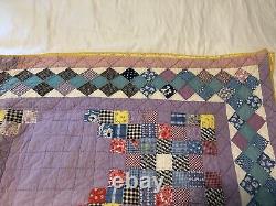 Beautiful Vintage 68 X 80 Double Bed Size Patchwork Quilt