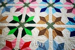 Beautiful Vintage Hand Stitched QUILT with a Tulip Kaleidoscope Design 105 x 85