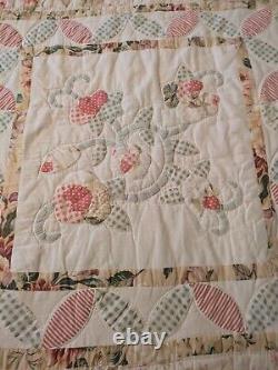 Beautiful Vintage Patchwork Appliques Quilt Full Size