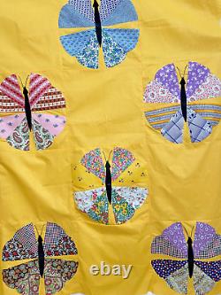 Beautiful Vintage Pieced Butterfly Quilt Top 1940's-1950's