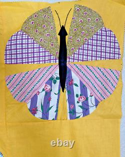 Beautiful Vintage Pieced Butterfly Quilt Top 1940's-1950's