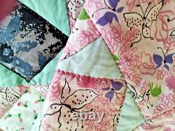 Beautiful, classic four patch quilt, made from pastel colores solid pink68 X 80