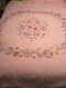 Beautiful Vintage Hand Embroidered Pink Floral Quilt 80 X 96