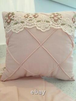 Blush Pink Cot Bedding Vintage Style Baby Girl Quilt Pillow Cover Cushion, Bows