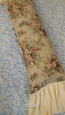 Body Pillow COVER 20x54 Vintage Quilt Lace Bird Embroidery Linen Ruffles tmyers