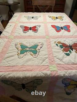 Butterfly Quilt 89x 72/ Good Condition With Some Flaws