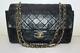 Chanel Black Aged Calfskin Leather Classic Flap Bag Chain Strap Shoulder Bag Vtg