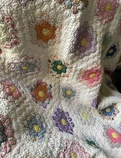 COLORFUL 1940's Grandmother's FLOWER GARDEN Quilt