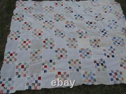 COLORFUL Antique Handmade New England Country Patchwork Quilt Top, c1920, GIFT