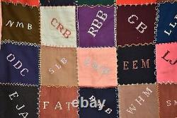 COLORFUL Vintage Wool One Patch Checkerboard Antique Quilt Signed & Dated 1923