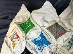 Cathedral Window Vintage Full Size Quilt 1940s or 1950s. Great Condition