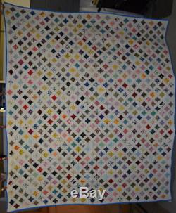 Cathedral Windows Vintage Quilt, Handmade with Hundreds of Pieces #18242