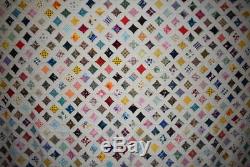 Cathedral Windows Vintage Quilt, Handmade with Hundreds of Pieces #18242