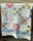 Charming Vintage 9 Patch Hand Made Throw Or Display Quilt
