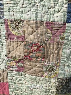 Charming Vintage 9 Patch Hand Made Throw or Display Quilt
