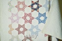 Cheery Vintage 30's Touching Stars Antique Quilt Novelty Prints