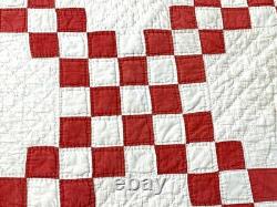 Christmas Red! C 1890-1900 Patchwork QUILT Antique Steeplechase Festive