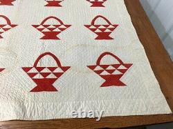 Christmas Red! PA c 1890-1900 Baskets QUILT Antique Fine Quilting
