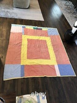 Colorful vintage hand-made star-pieced quilt