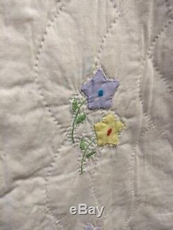 Cute Vintage Handmade Baby Toddler Blanket Quilt Crib Cover, Angel & Butterflies