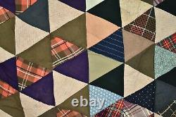 DAZZLING Vintage Wool 1920's 10,000 Pyramids Antique Patchwork Quilt Top