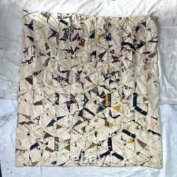Distressed Antique Victorian crazy quilt embroidery Patchwork Textile