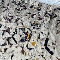 Distressed Antique Victorian crazy quilt embroidery Patchwork Textile