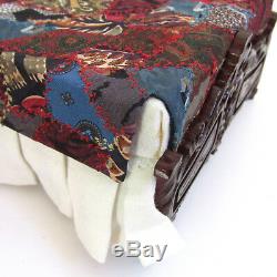 Dollhouse BESPAQ BED CARVED Artisan CRAZY QUILT Vtg Handmade Artist Made Blanket