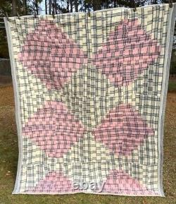 Double Sided Handmade Patchwork Quilt Old Vintage Antique hand stitched Heavy