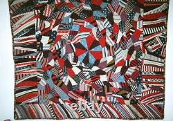 Dubuffet ABSTRACT/CRAZY QUILT w Medallion & Flange 60 x 75 Wools, c1900, NY
