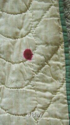 EARLY VINTAGE MULTI COLOR TEXAS STAR HANDMADE COTTON QUILT tiny stitching