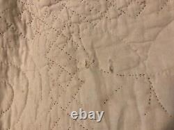 Early 1800's Antique Quilt Brown, Blue Sawtooth Delectable Mts, 90x80