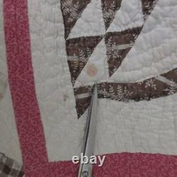 Early 1870s Antique BASKET QUILT withEdge Detail 83x68 Copper Madder Chocolates