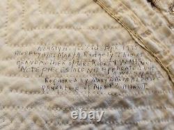 Early 19th Century Hand Stitched Quilt 92 X 92 Appx 100 Years Old 1935 Signed