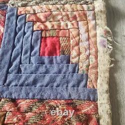 Early American Antique Bassinet Cradle Quilt Two Sided Patterns 19th Century 29