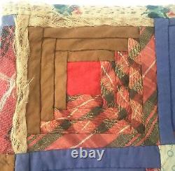 Early American Antique Bassinet Cradle Quilt Two Sided Patterns 19th Century 29