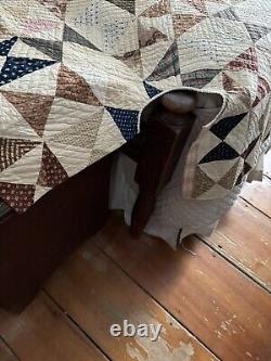 Early Antique C1860 Quilt Hand Pieced + Hand Quilted Many Calicoes 84Sq