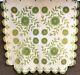 Early! C 1850s Green Applique Whig Rose Quilt Antique Fine Quilting Maryland Pa