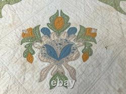 Early PA Sampler ALBUM Applique Antique Quilt 1800s Prussian Blue Cheddar RARE B